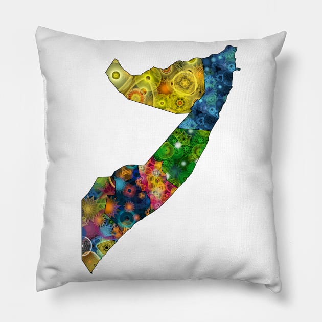 Spirograph Patterned Somalia States Map Pillow by RachelEDesigns