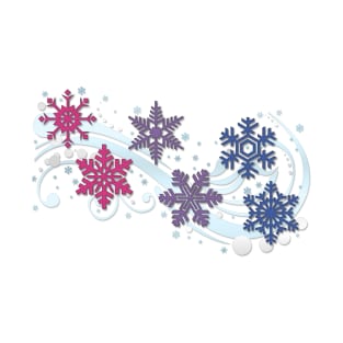 Bisexual Pride Flag Colored Snowflakes and Winter Vector T-Shirt