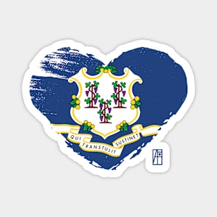 U.S. State - I Love Connecticut - Connecticut Flag Magnet