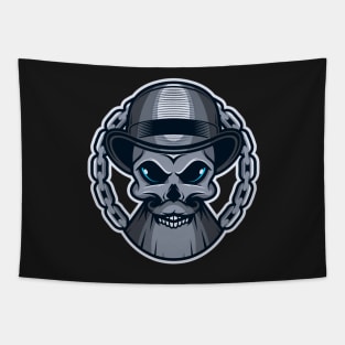 Illustration mafia skull character design Tapestry