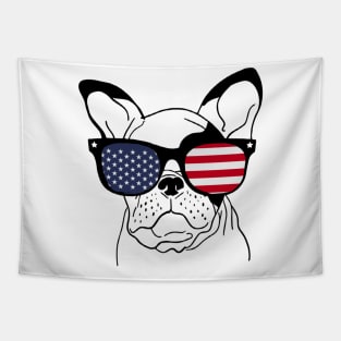 French Bulldog USA American Flag Sunglasses Tapestry