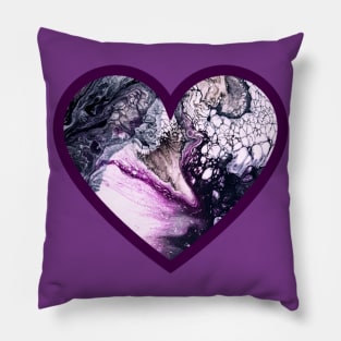 Purple/Grey Paint Pour Heart Pillow