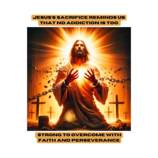 Jesus's sacrifice reminds us that no addiction is too strong to overcome with faith and perseverance T-Shirt