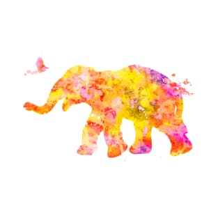 Yellow Baby Elephant Watercolor Painting T-Shirt