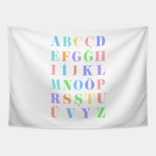 Children's Turkish Alphabet Chart, Turkey Language Chart, Pastel Tapestry