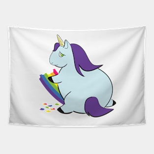 A Magical Mess Logo - Unicorn chomping on a rainbow Tapestry