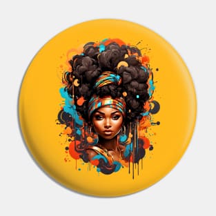 Black Woman Tribal Hip Hop Afro fashionable design Pin