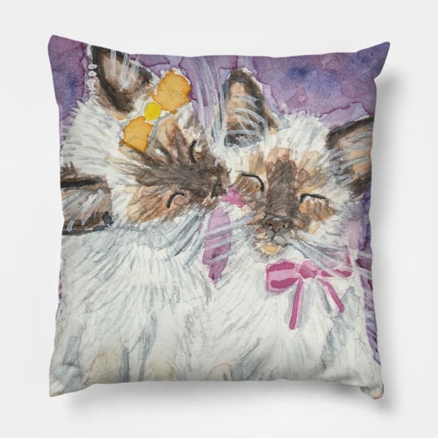 siamese kittens Pillow by SamsArtworks