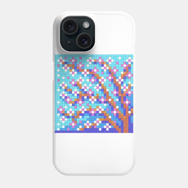 Lofi Spring Tree with Pink Blossoms Pixel Painting Phone Case by CozyPixelFluff