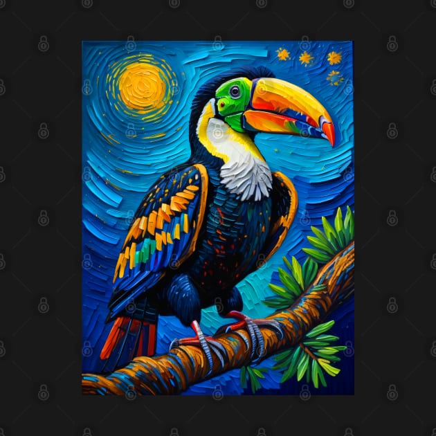 Toco toucan in starry night by FUN GOGH