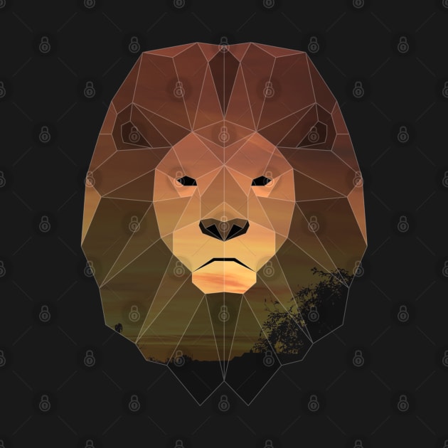 Lion Low Poly Double Exposure Art by Jay Diloy