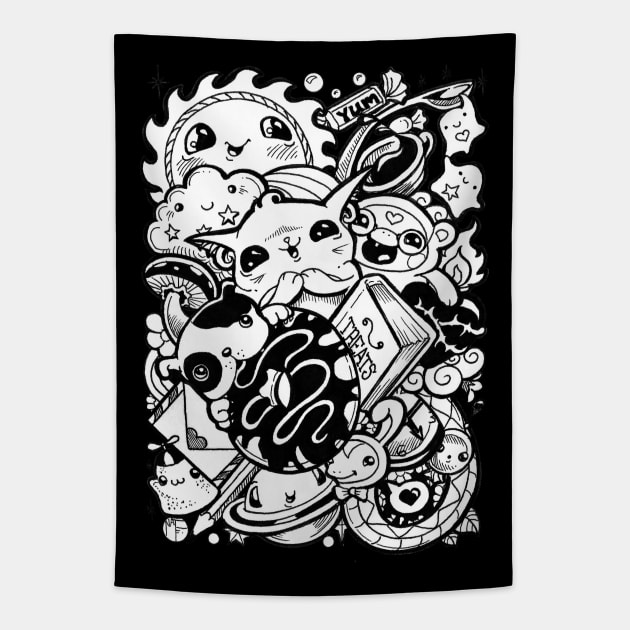 Have a Yummy Day - Doodle Art Tapestry by Nat Ewert Art