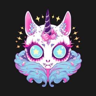 Cosmic Whimsy: Skull Unicorn with Blue Wings T-Shirt