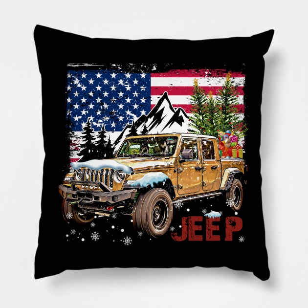 Jeep Gladiator JT series American Flag JEEP Pillow by ElenaBerryDesigns