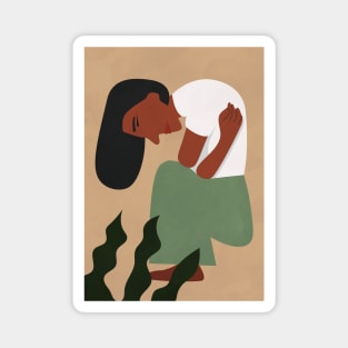 Woman Self Hug, Boho Illustration Magnet