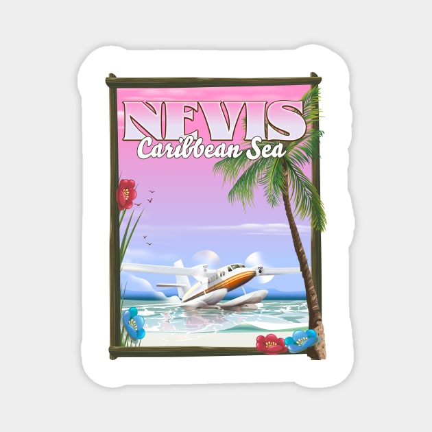 Nevis retro style travel poster Magnet by nickemporium1