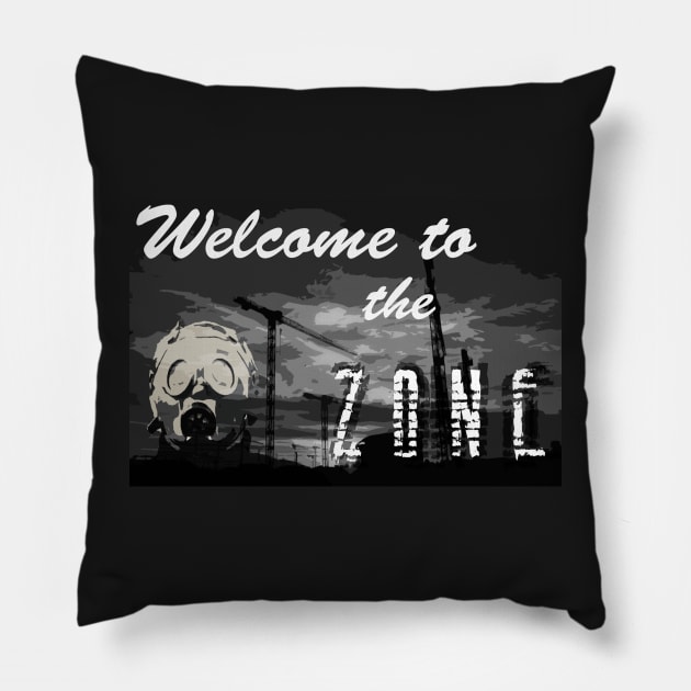 STALKER 'Welcome to the Zone' cheeki breeki postcard Pillow by MacSquiddles