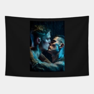 Rainy Cyberpunk Kiss - LGBT Tapestry