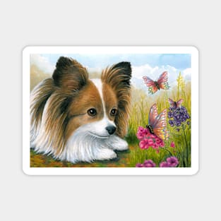 Dog 123 Papillon with Butterflies Magnet