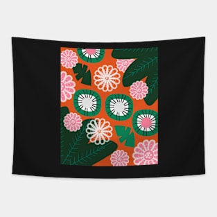 Botanic wilderness in orange and green Tapestry