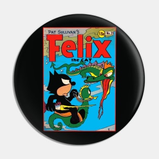 Felix the Cat Fights a Sea Dragon 1940s Original Comic Book Cover Pin