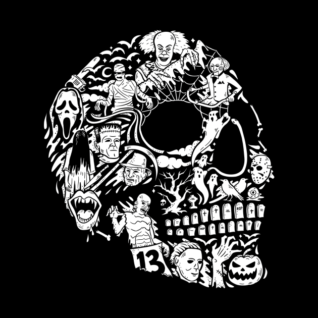 Horroween - horror skull tee by Gammaray