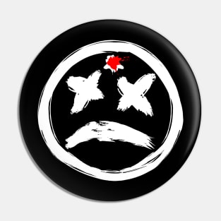 Bloody Gun Shot Dead Smiley Face Frowning Pin