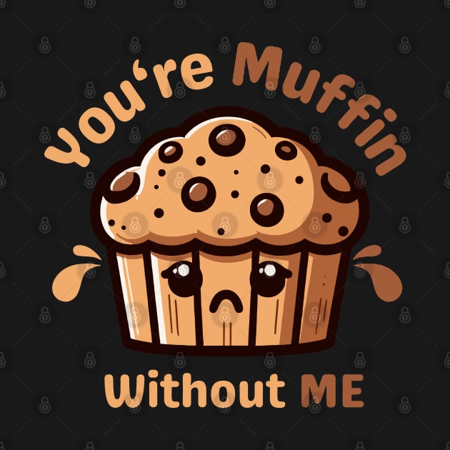 You Are Muffin Without Me | Cute Kawaii Sad Muffin Illustration | Food Puns by Nora Liak