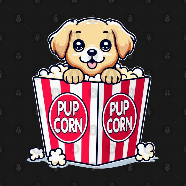 Pupcorn Cute Puppy Popcorn Funny Pun by FloraLi