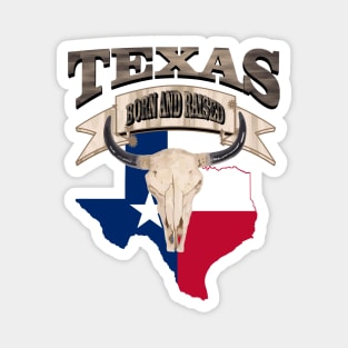 1980s Western Bull Skull Born and Raised Lone Star Texan Texas Magnet