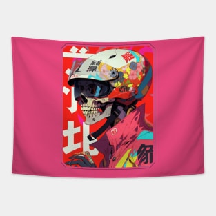 Pink Skull Racer Tapestry