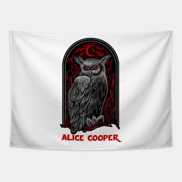 The Moon Owl Alice Cooper Tapestry by Pantat Kering