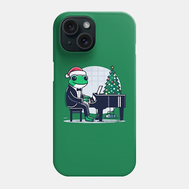 Frog Playing Piano Christmas Phone Case by Graceful Designs