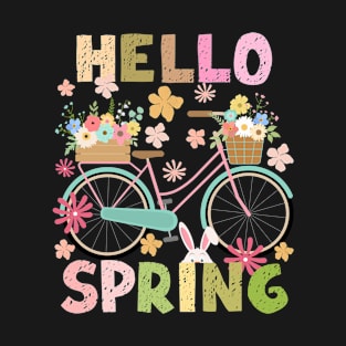 Hello Spring Blue Bicycle T-Shirt