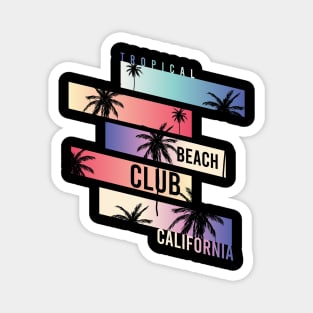 California beach Club Palm Tree Tropical typography Magnet