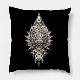 Thai Tattoo: Thai Sak Yant Tattoo Design on a Dark Background Pillow