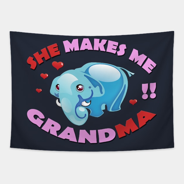 Funny Grandma Elephant Baby Mothers Day T-Shirt Tapestry by Nassif