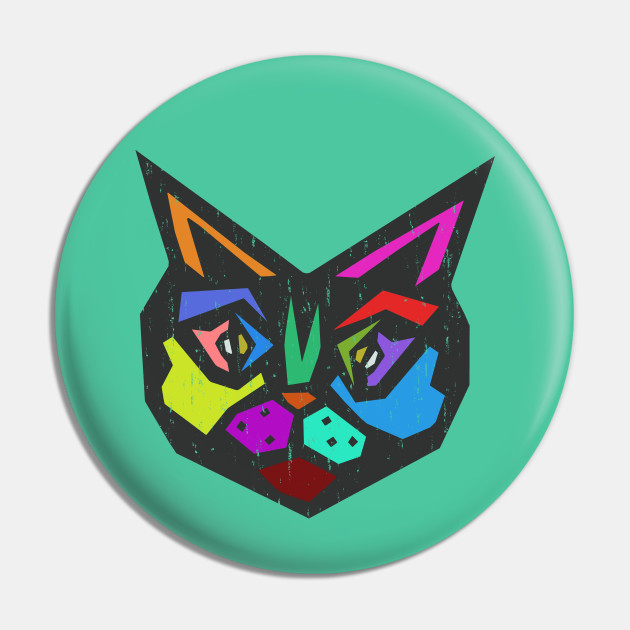 Original Art Cat Face Colorful Artwork Hipster Artist Gifts Cat