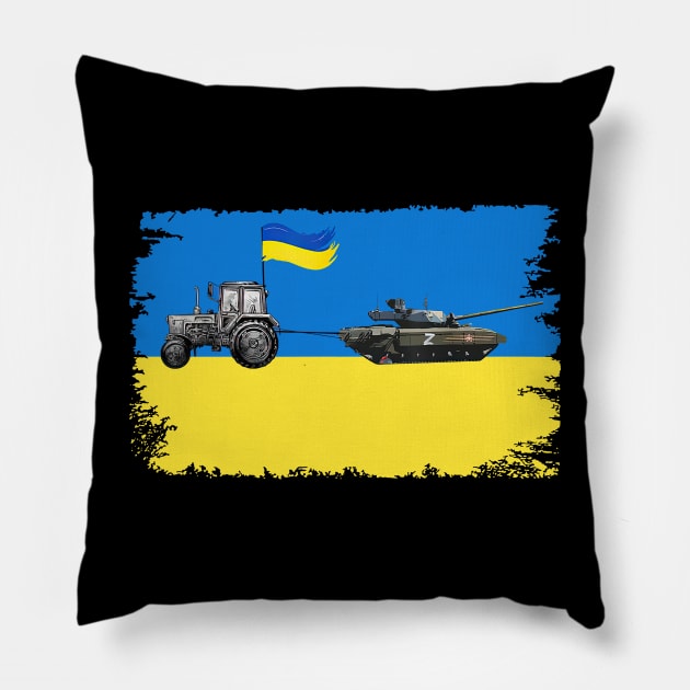 Ukraine Ukraina tractor vs tank funny Pillow by Rosiengo