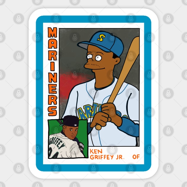 Homer at the Bat KEN GRIFFEY JR Simpsons Parody MARINERS Baseball Card T-Shirt