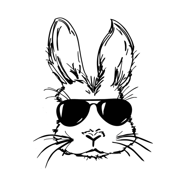 Bunny Face With Sunglasses For Boys Men Kids Easter Shirt by WoowyStore