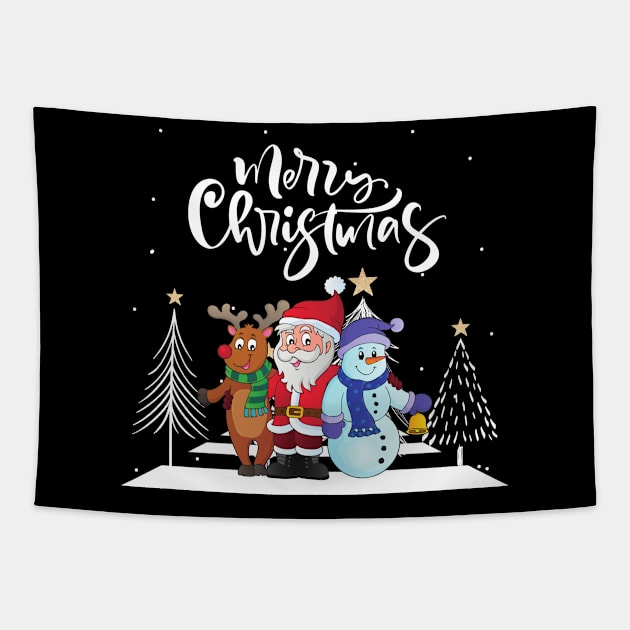 Christmas Crossroads Cute Santa And Team Tapestry by Nutrignz