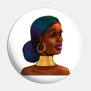 Black is beautiful Afro queen. The best Gifts for black women 2022- Mahagony brown skin girl with ombre braided, black African woman Pin