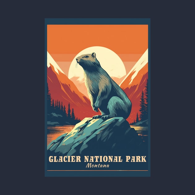 Glacier National Park Travel Poster by GreenMary Design