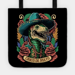 Cinco de Mayo With T-rex wearing a sombrero Hat Tote