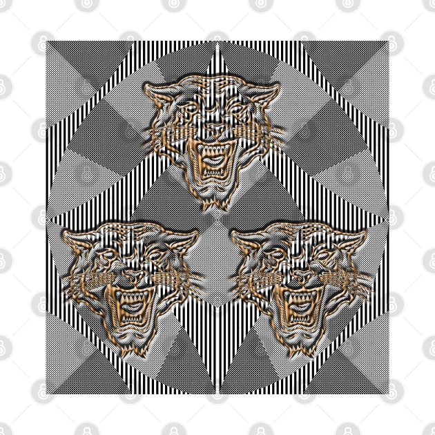 Optical Illusion Tiger Head by justrachna