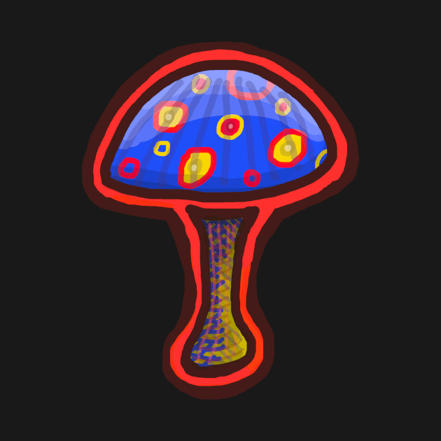 Red Blue Yellow Mushroom by Dialon25