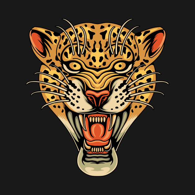 Head leopard tattoo by Abrom Rose