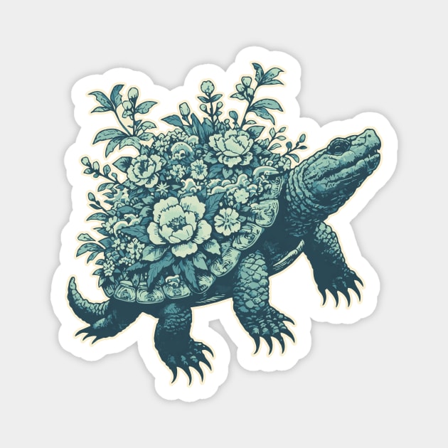 alligator snapping turtle - japanese art style Magnet by SeaLife