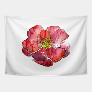 Watercolor peonies pink spring girly red Tapestry